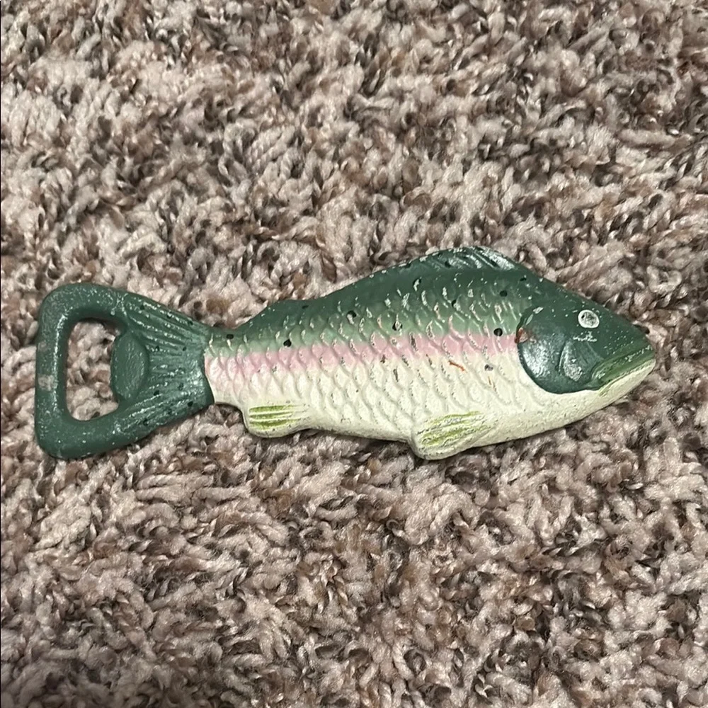 Green and Pink Fish-Shaped Bottle Opener